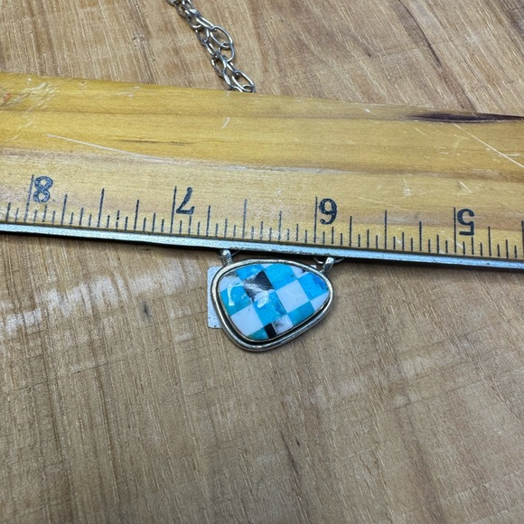 Hada Collection sterling Silver Turquoise Inlay Necklace NWT